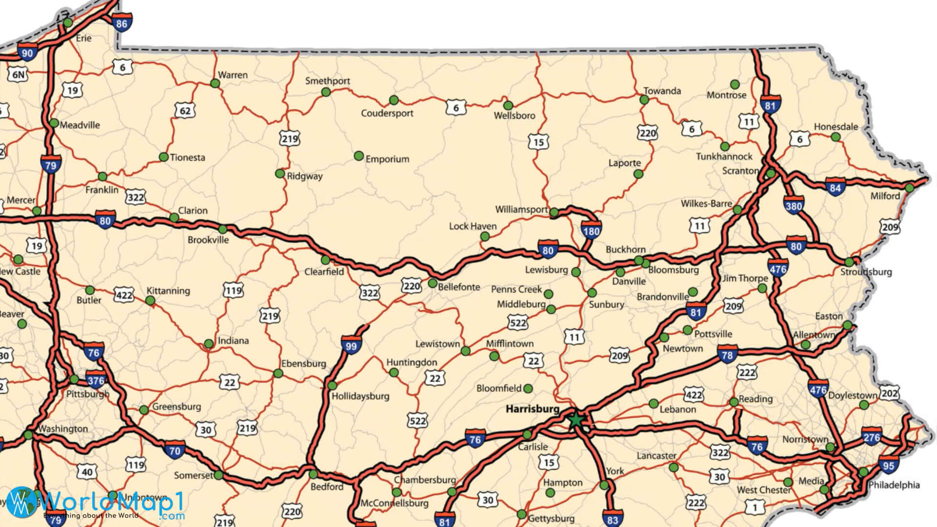 Pennsylvania Interstate Highways Map